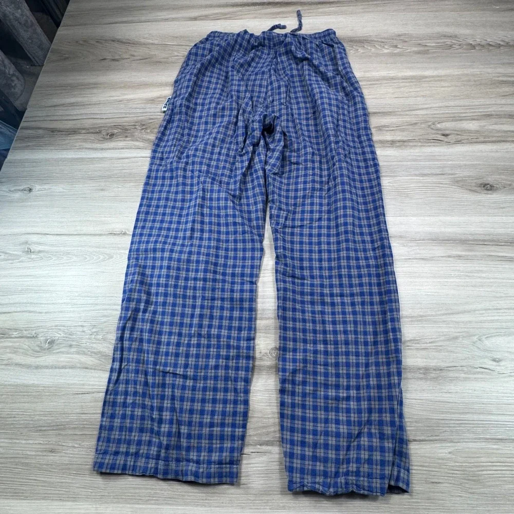 VINTAGE Indianapolis Colts NFL Plaid Flannel Pajama Pants Royal Blue Mens Small‎
